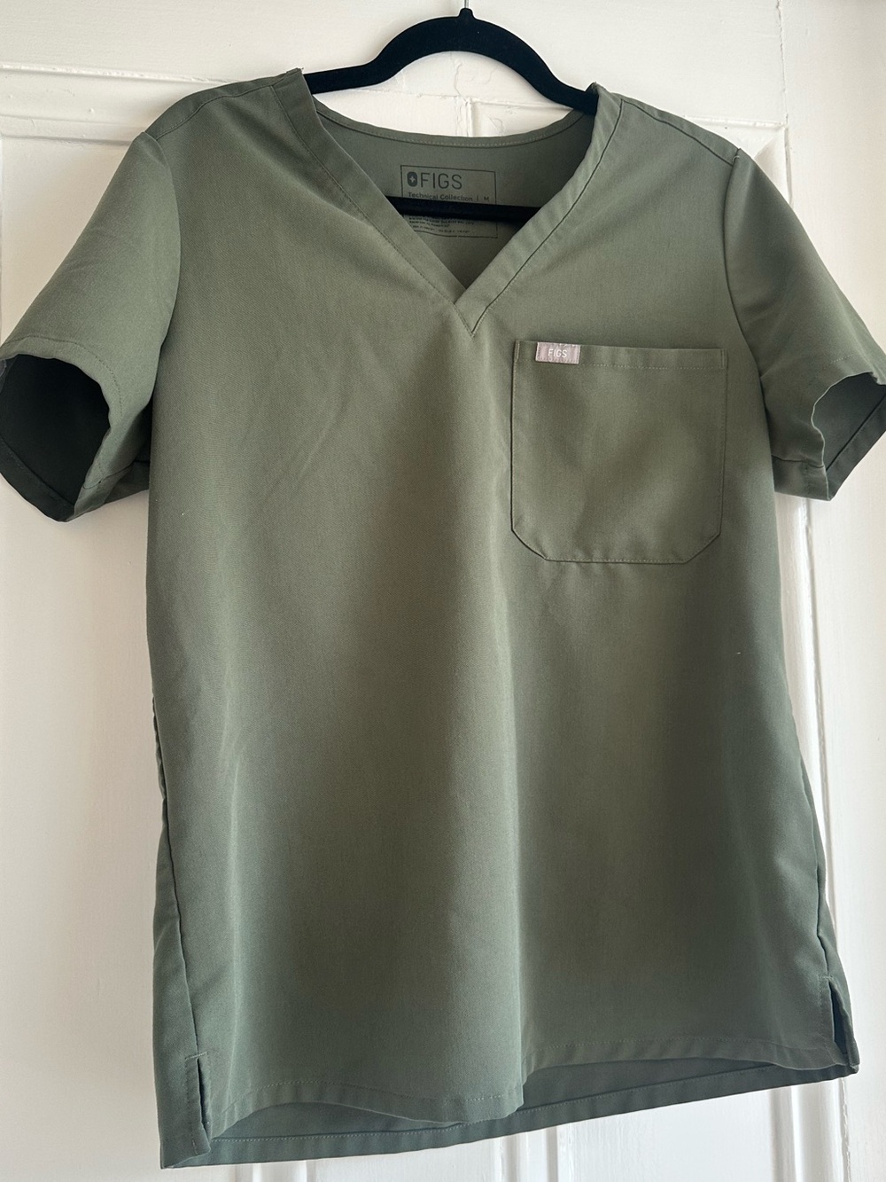 FIGS women's Olive Green V-Neck Scrub Top
